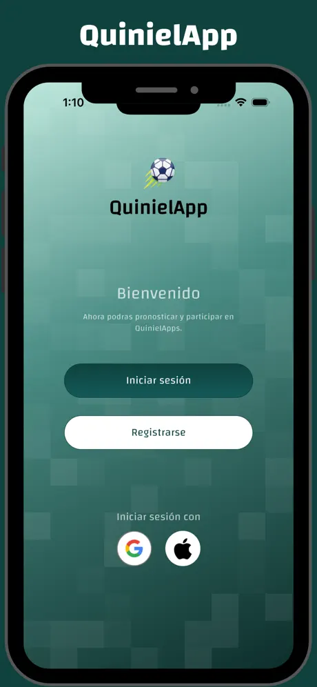 Vista previa de la pantalla de pronósticos de QuinielApp