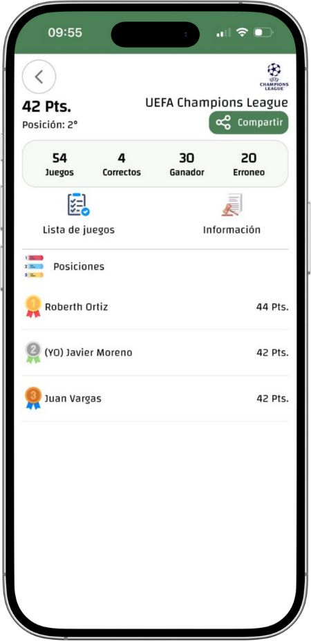 Vista previa de la app QuinielApp